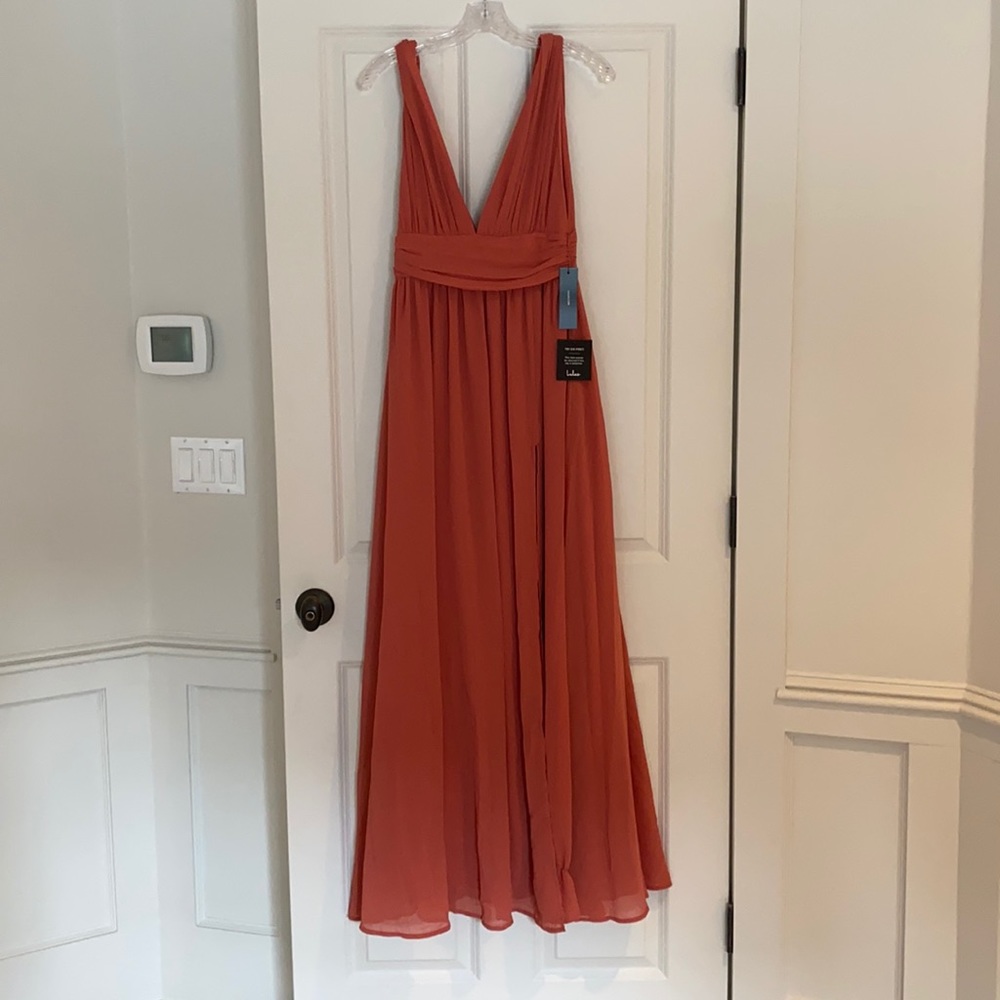 Lulus maxi dress dusty deep coral. NWT